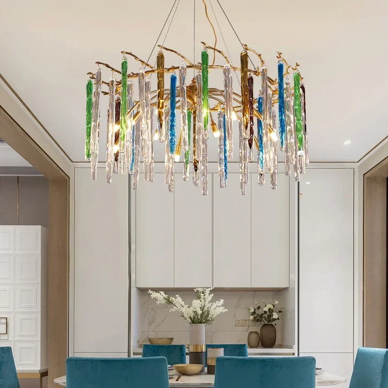 Interior Design Luxury Living Room - 北欧高級カラフルなクリスタルシーリングランプデザイナーリビングルームレストラン寝室シャンデリアモダンなインテリア照明装飾