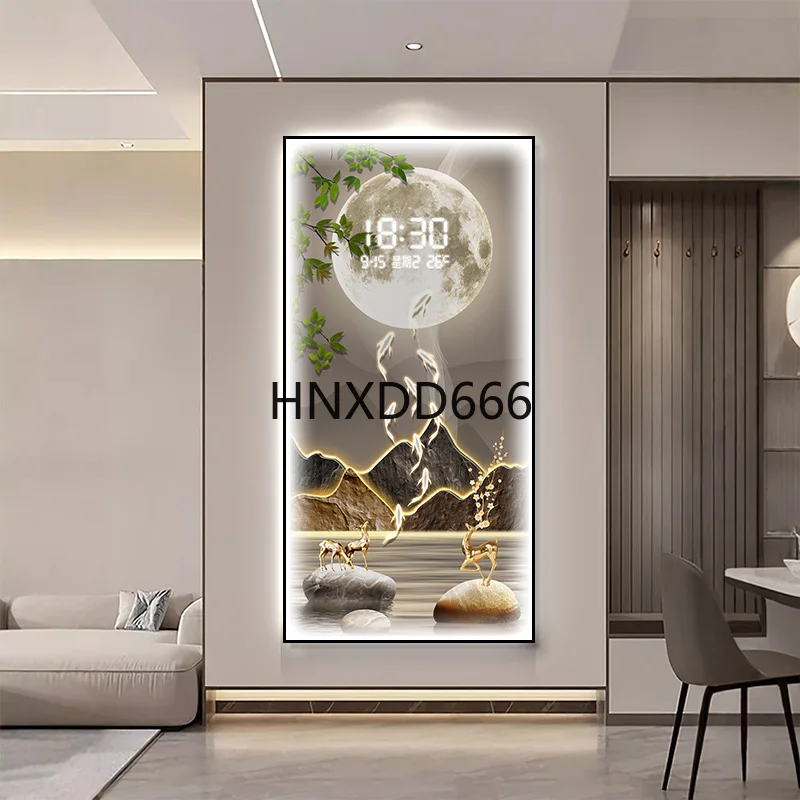 Interior Design Luxury Living Room - ライトとリモコン付きのプラグインモデル リビングルーム装飾 インテリア壁掛け時計 室内装飾 部屋デザイン 高級壁時計