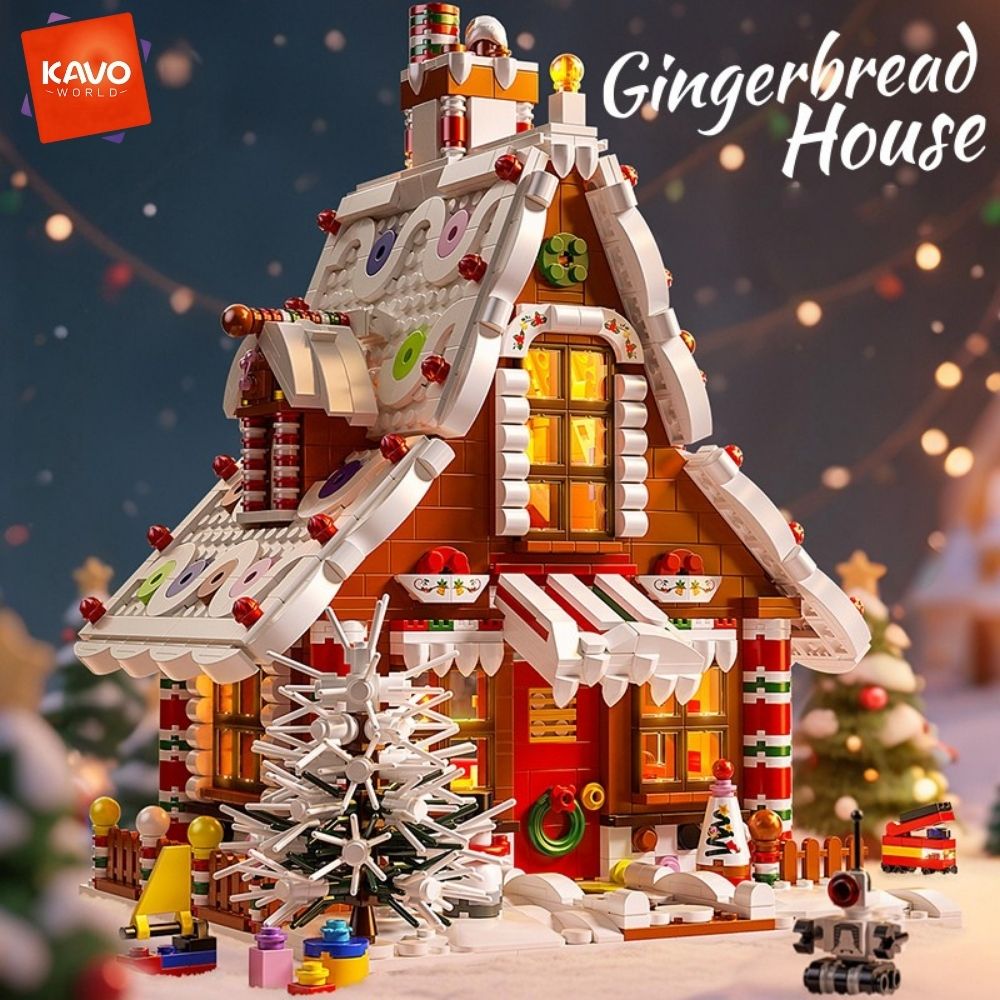 Interior Design Lego - KAVOWORLD 1614ピース クリスマスジンジャーブレッドハウス 組み立てブロックセット LEDライト付き お祭り冬の休日向け組み立ておもちゃ