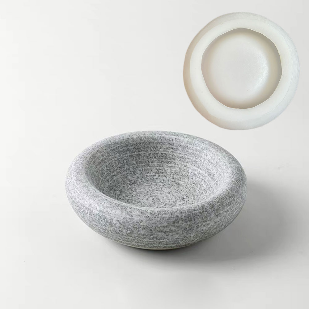 Terrazzo Pot Cement - 丸いセメントボウルシリコンモールド侘び寂びジェスモナイトモールドキャンドルホルダープランターモス ポットテラゾーDIY用
