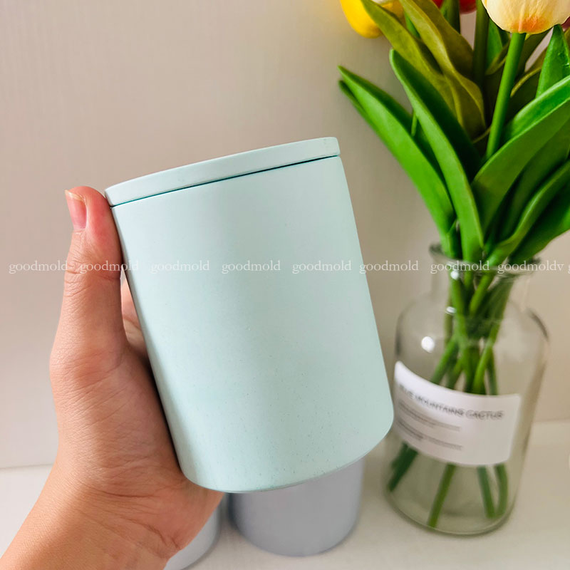 Terrazzo Pot Cement - 10cmコンクリートジャー用シリコンモールド、丸型セメント収納ジャー、石膏モールド、テラゾフラワーポット、キャンドル容器モールド