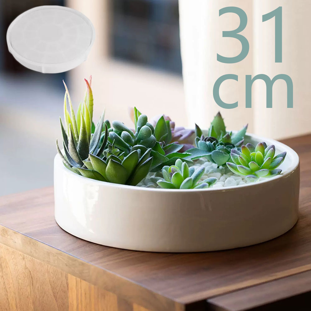 Terrazzo Pot Cement - 31cm丸型セメント植木鉢シリコンモールド 室内DIYコンクリート樹脂テラゾプランタートレイ型 多肉植物用