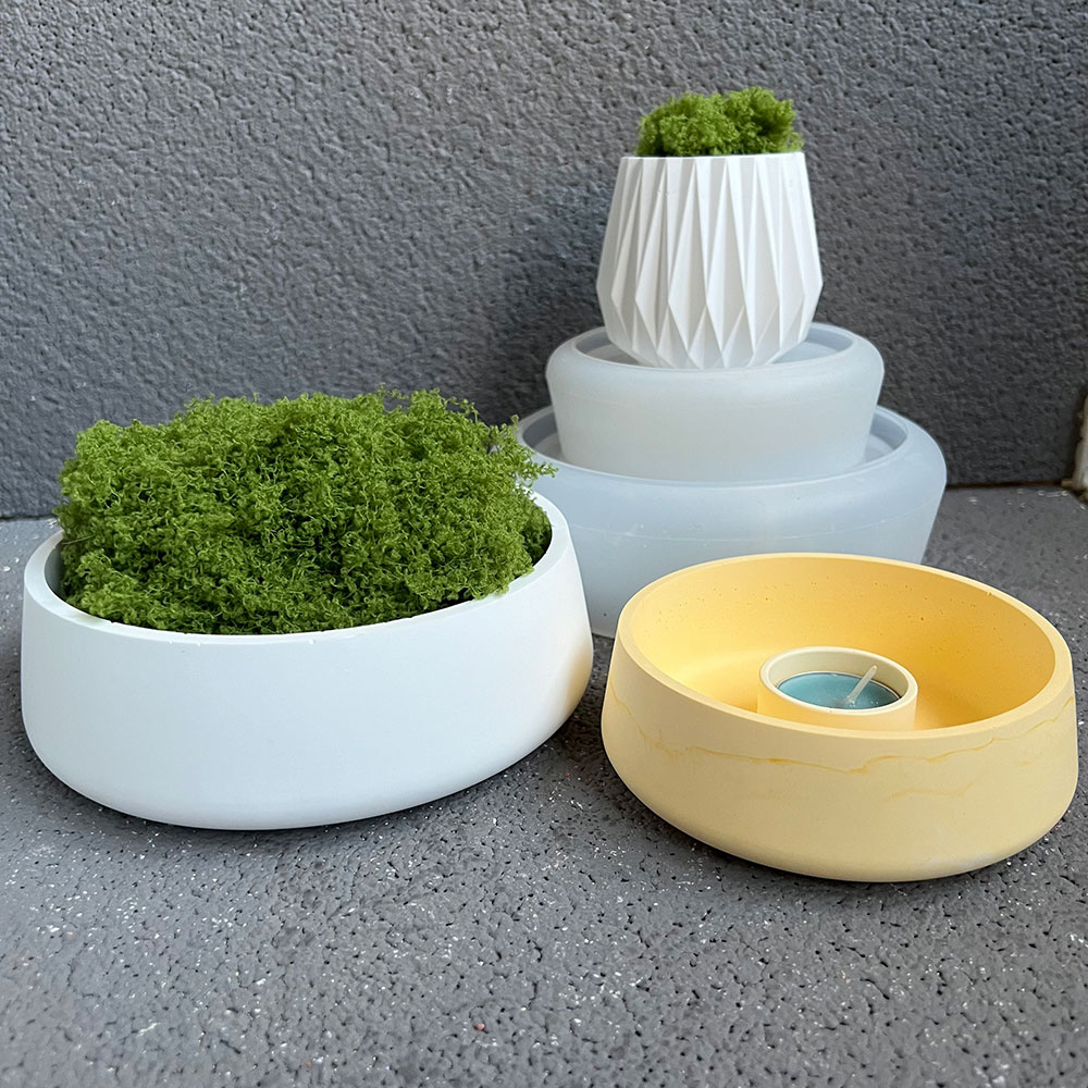 Terrazzo Pot Cement - コンクリートシリコンボウルモールド,日曜大工の植木鉢,鉢植えの容器,縞模様のセメント,キャンドルカップ,テラゾプランター,石膏樹脂