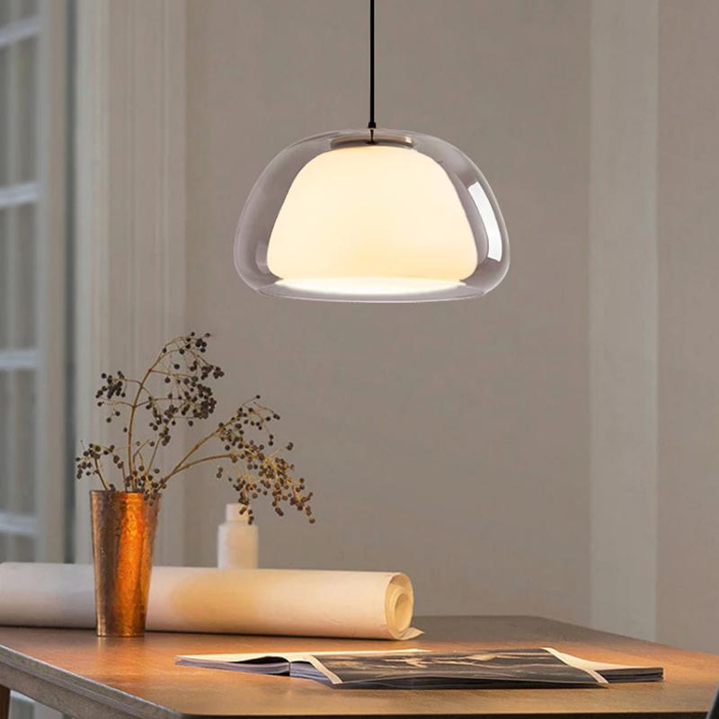Interior Design Hall - デンマークデザイナーレストランガラスシャンデリアシンプルベッドサイドシャンデリアルームデコレーションインテリア照明シャンデリア