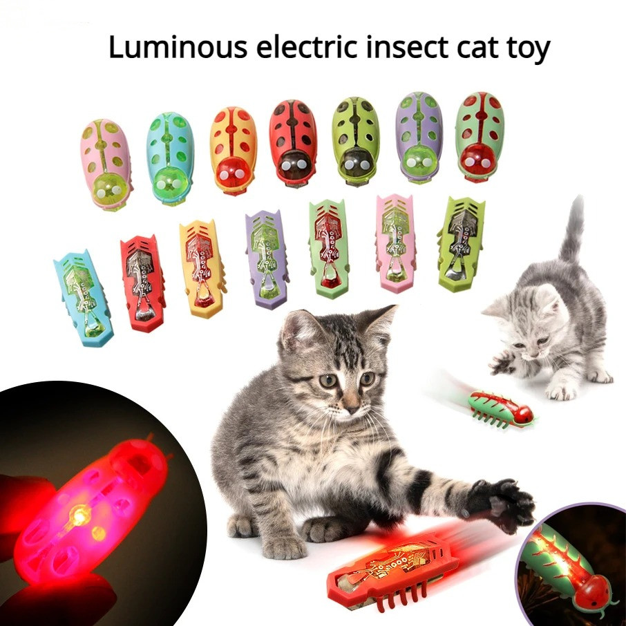Interior Design Game - 猫のおもちゃ 光る電動ワーム ペットインタラクティブパズル マウスビートル 障害物を避ける自動反転機能付き 猫をからかうペットおもちゃ