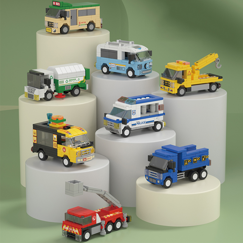 Interior Design Lego - 8つのパズルおもちゃ、積み木、スライドカー、都市をテーマにしたシミュレーション車両、精巧なインテリア装飾、ホリデーギフト