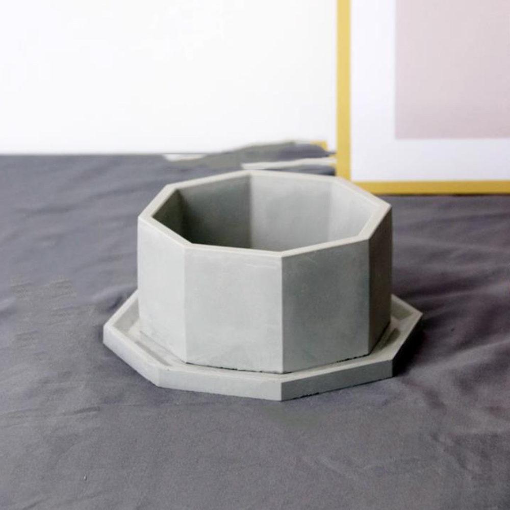 Terrazzo Pot Cement - セメントフラワーポットシリコン金型、八角形プランター、庭の装飾、石膏キャンドルカップ、テラゾストレージボウル、コンクリート粘土型