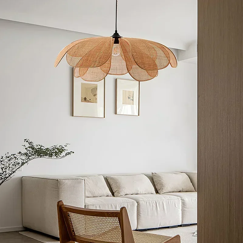 Interior Design Zen - 日本製籐花びらペンダントライトリビング禅室茶室ホームステイインテリア装飾ハンランプデザイナー照明