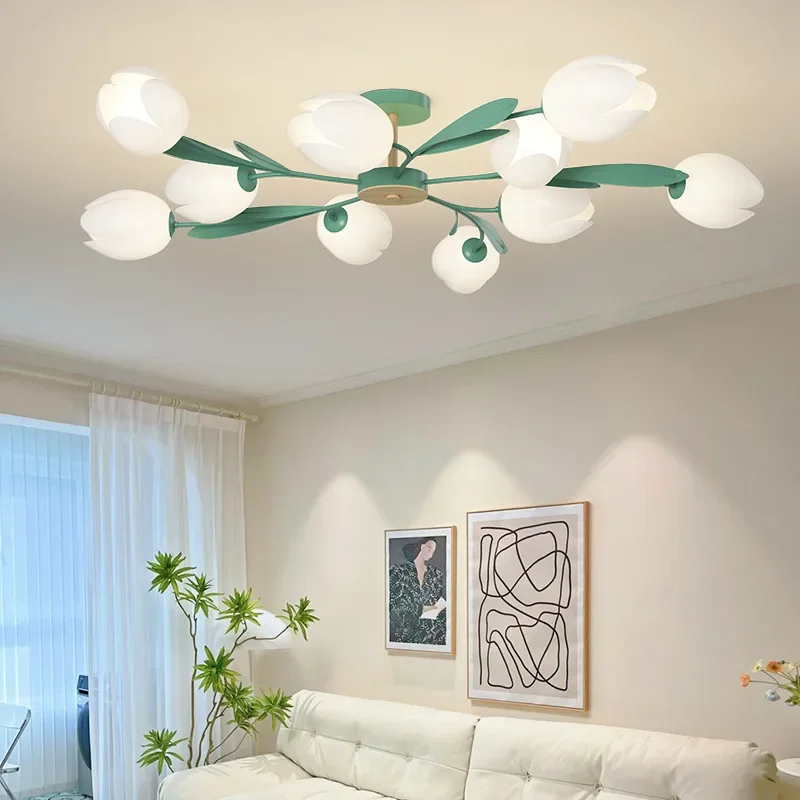 Interior Design Living Room And Kitchen - 花のデザインのシャンデリアモダンな寝室の LED シーリングランプリビングルームキッチンダイニングルームインテリア家の装飾照明