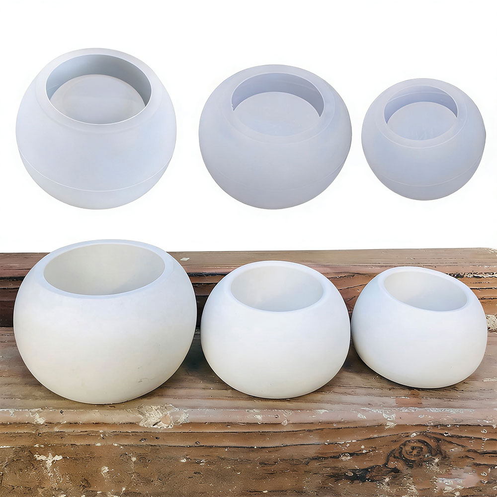 3個入り丸型フラワーポットシリコンモールドキットDIY多肉植 - Terrazzo Pot Cement のレビューと価格