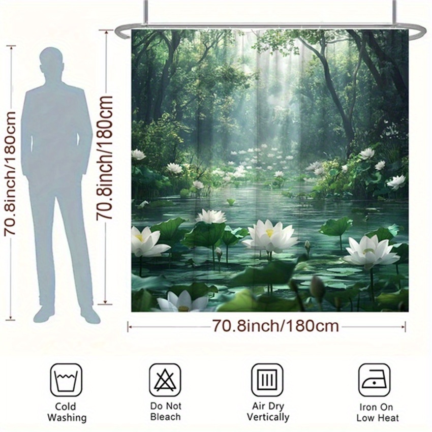 蓮の森シャワーカーテンポリエステルプリント家の装飾自然テーマ - Interior Design Zen のレビューと価格