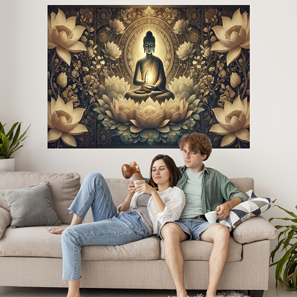 仏陀蓮の花壁タペストリー禅アート装飾リビングルーム瞑想スペー - Interior Design Zen のレビューと価格