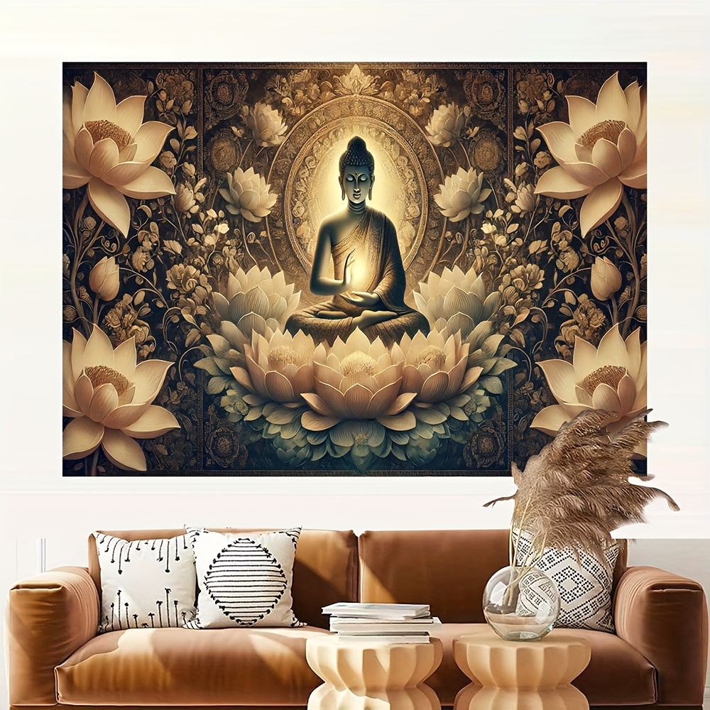 仏陀蓮の花壁タペストリー禅アート装飾リビングルーム瞑想スペー - Interior Design Zen のレビューと価格
