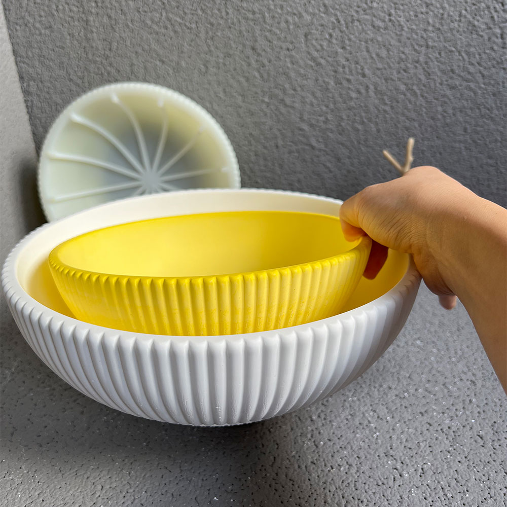 大ボウルキャンドル容器コンクリート型ラウンドストライプ屋外セ - Terrazzo Pot Cement のレビューと価格