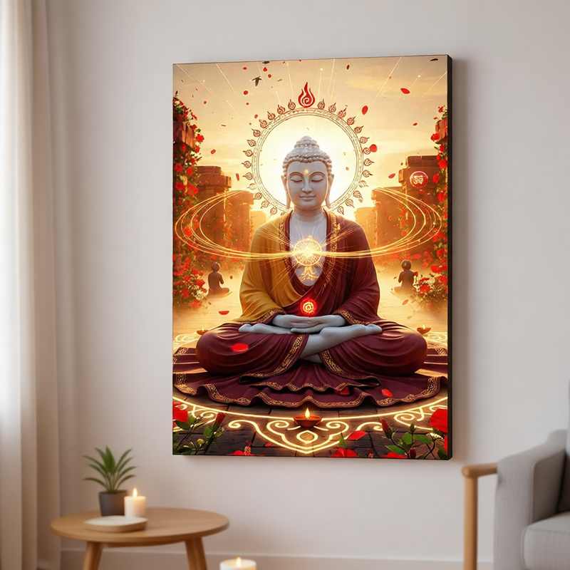 モダンな東洋仏陀ウォールアートキャンバス絵画、禅の精神的なデ - Interior Design Zen のレビューと価格