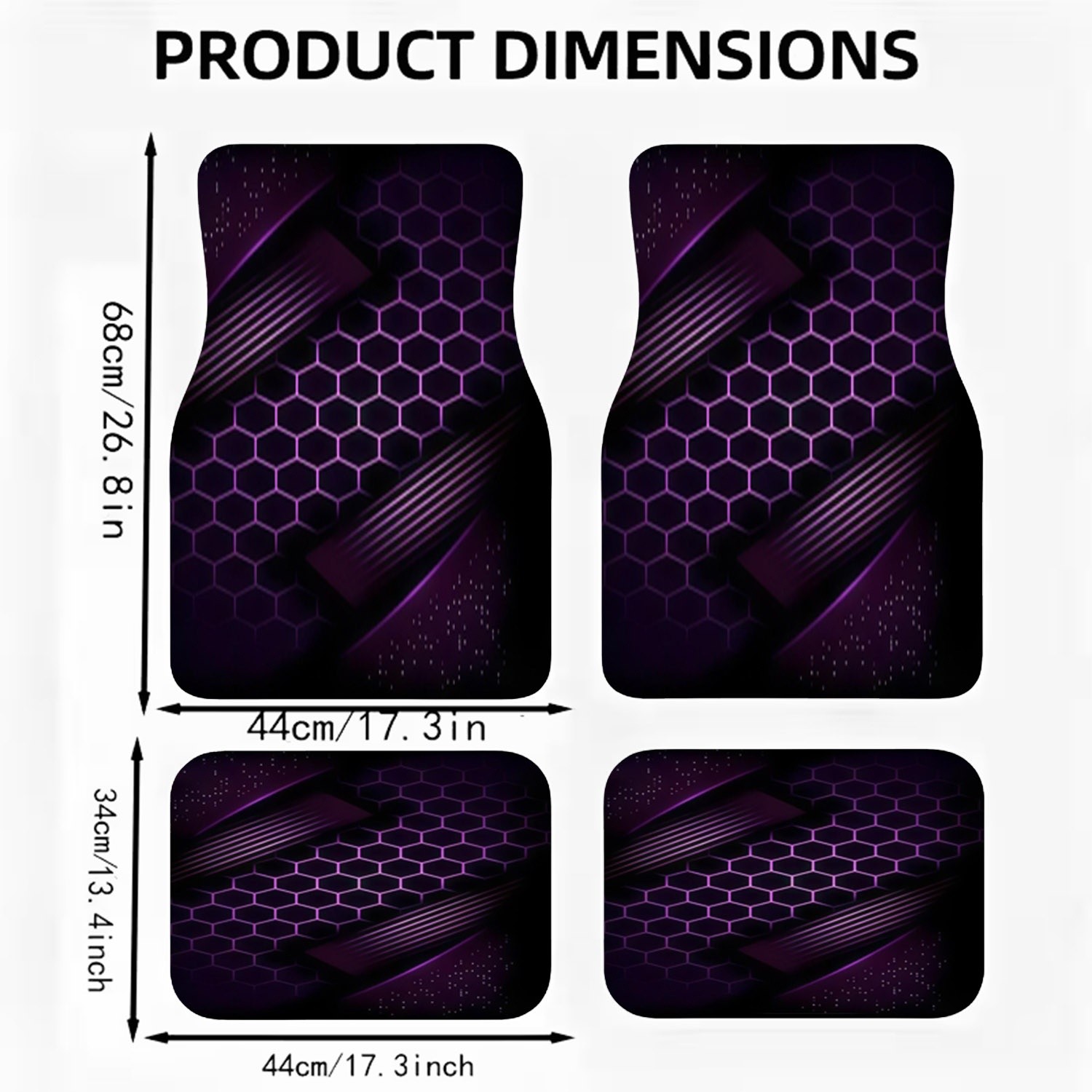 ポリエステル繊維製カーフロアマット4枚セット、未来的な六角形 - Interior Design Grid のレビューと価格
