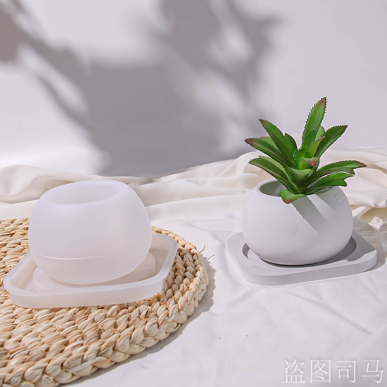 トレイ付きコンクリートフラワーポット型、石膏キャンドル容器、 - Terrazzo Pot Cement のレビューと価格