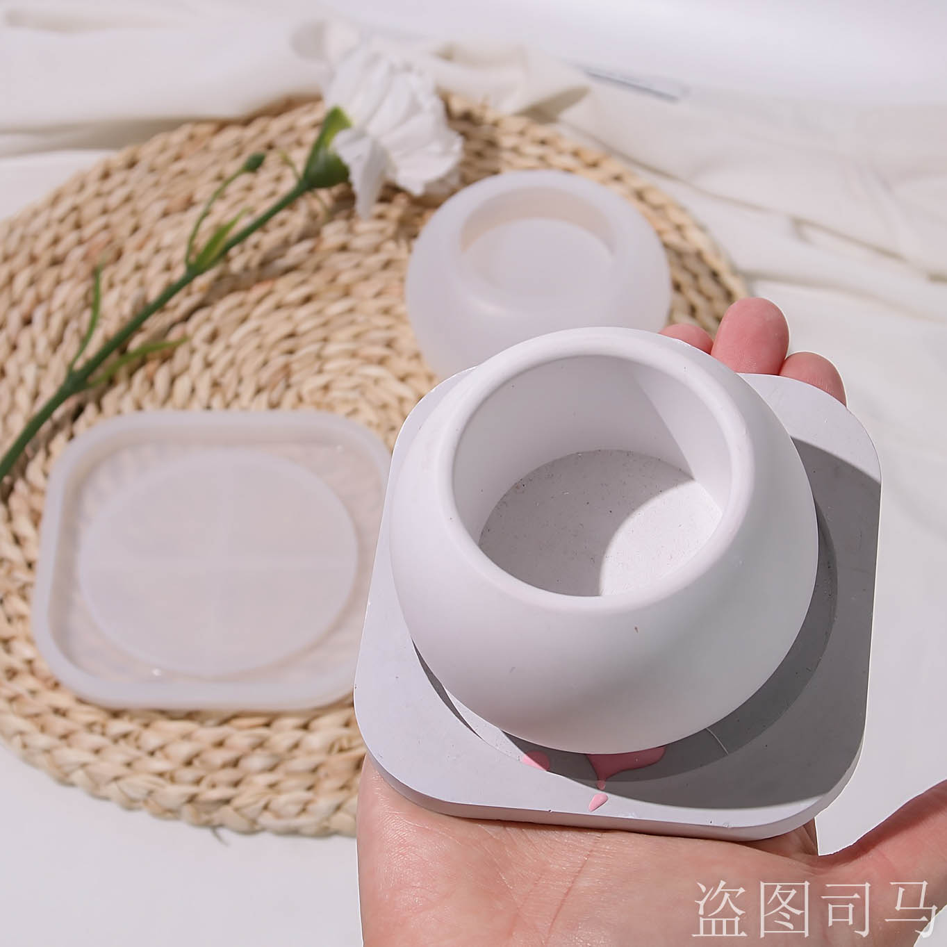 トレイ付きコンクリートフラワーポット型、石膏キャンドル容器、 - Terrazzo Pot Cement のレビューと価格