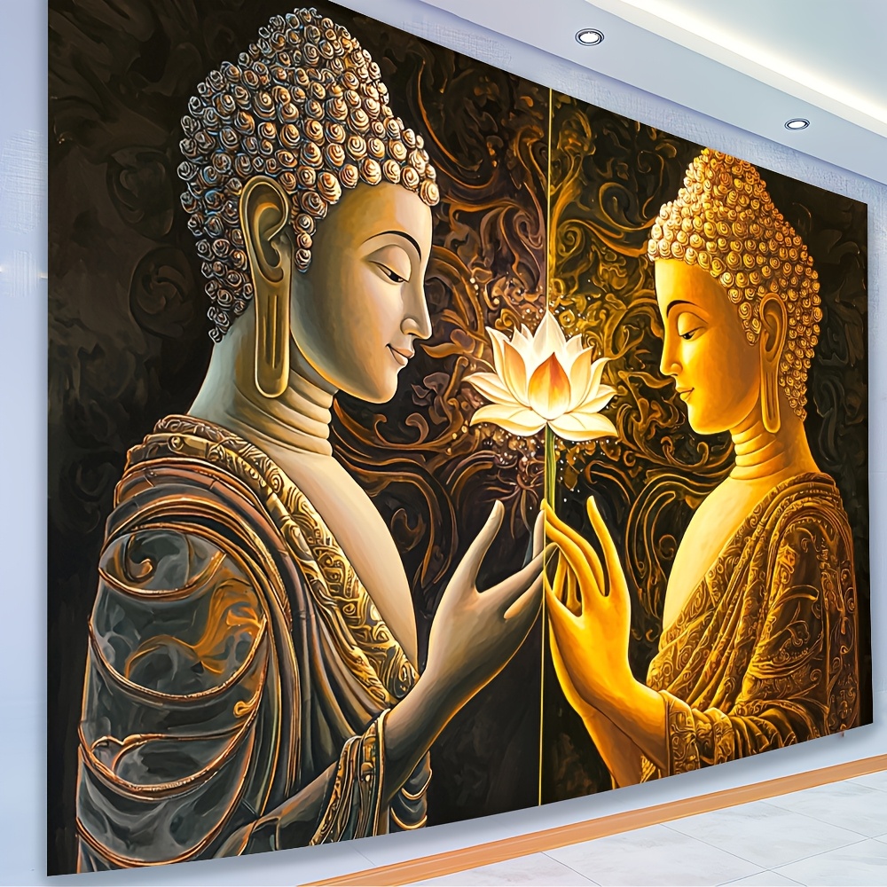 仏陀蓮の花壁掛けタペストリー 精神的なアート装飾 禅瞑想テー - Interior Design Zen のレビューと価格