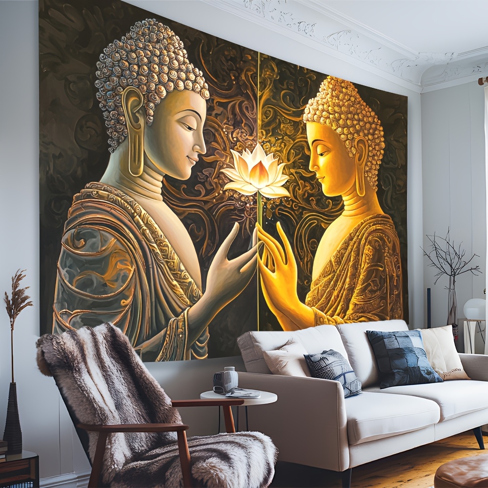 仏陀蓮の花壁掛けタペストリー 精神的なアート装飾 禅瞑想テー - Interior Design Zen のレビューと価格