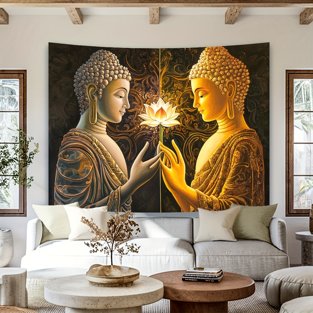 仏陀蓮の花壁掛けタペストリー 精神的なアート装飾 禅瞑想テー - Interior Design Zen のレビューと価格