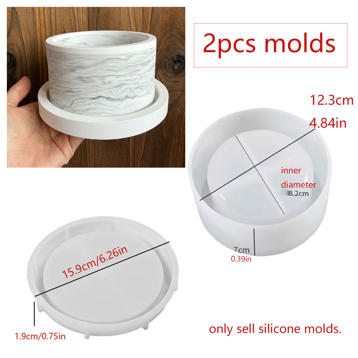 大型コンクリートプランター型シリコンセットDIYテラゾセメン - Terrazzo Pot Cement のレビューと価格