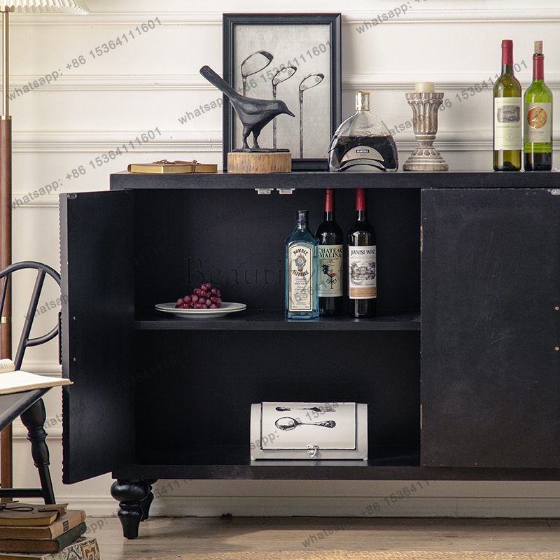 北欧ヴィンテージキッチンキャビネット黒木製ミニマリストデザイ - Interior Design Living Room And Kitchen のレビューと価格