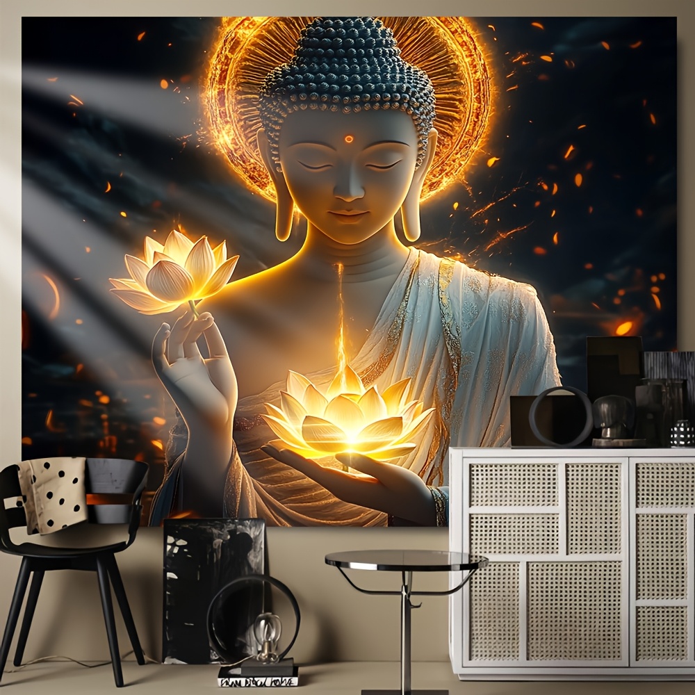蓮の花を持つ仏陀 ウォールアート 精神的な瞑想の装飾 禅仏教 - Interior Design Zen のレビューと価格