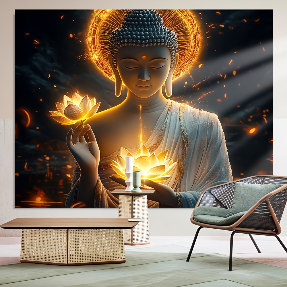 蓮の花を持つ仏陀 ウォールアート 精神的な瞑想の装飾 禅仏教 - Interior Design Zen のレビューと価格