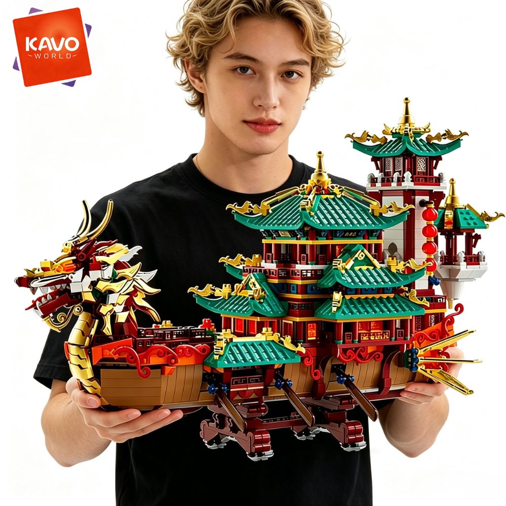 KAVOWORLD 2453ピース ドラゴンボート 組み立て - Interior Design Lego のレビューと価格