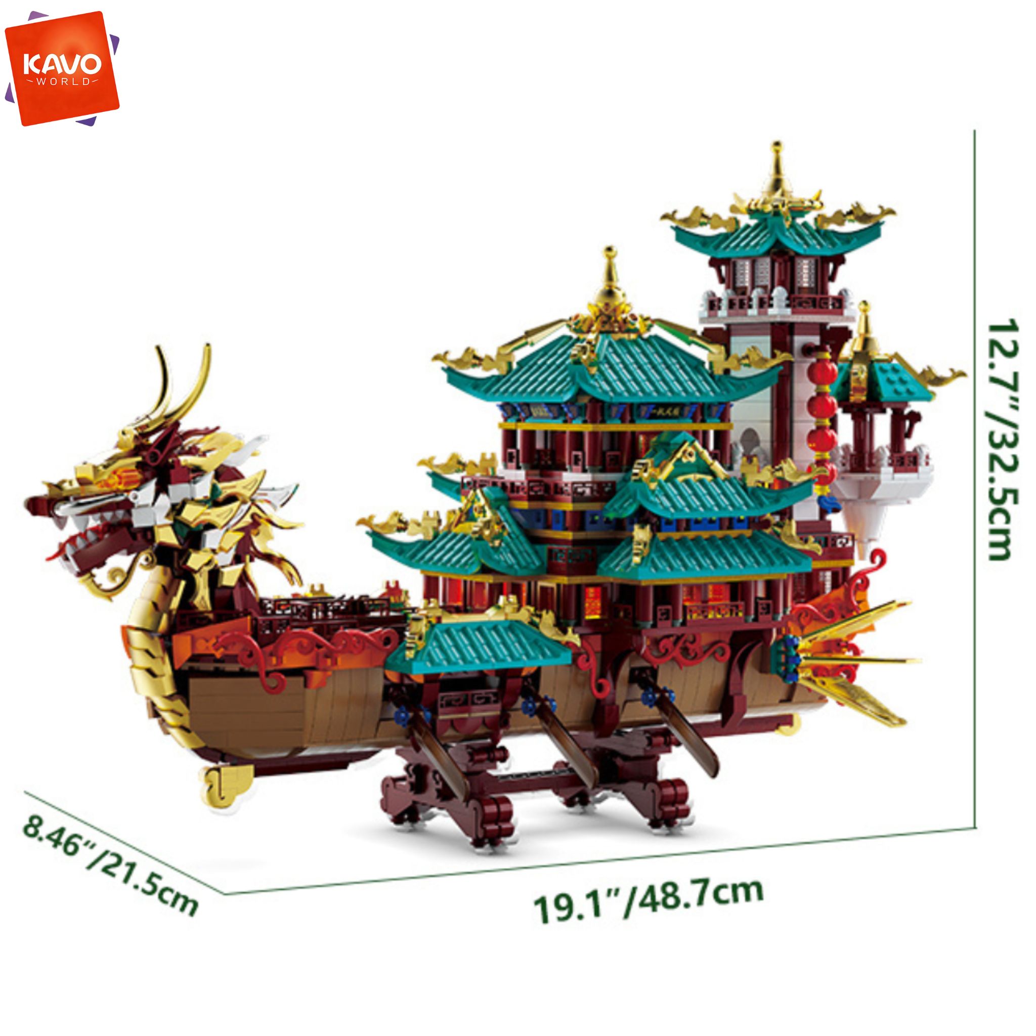 KAVOWORLD 2453ピース ドラゴンボート 組み立て - Interior Design Lego のレビューと価格
