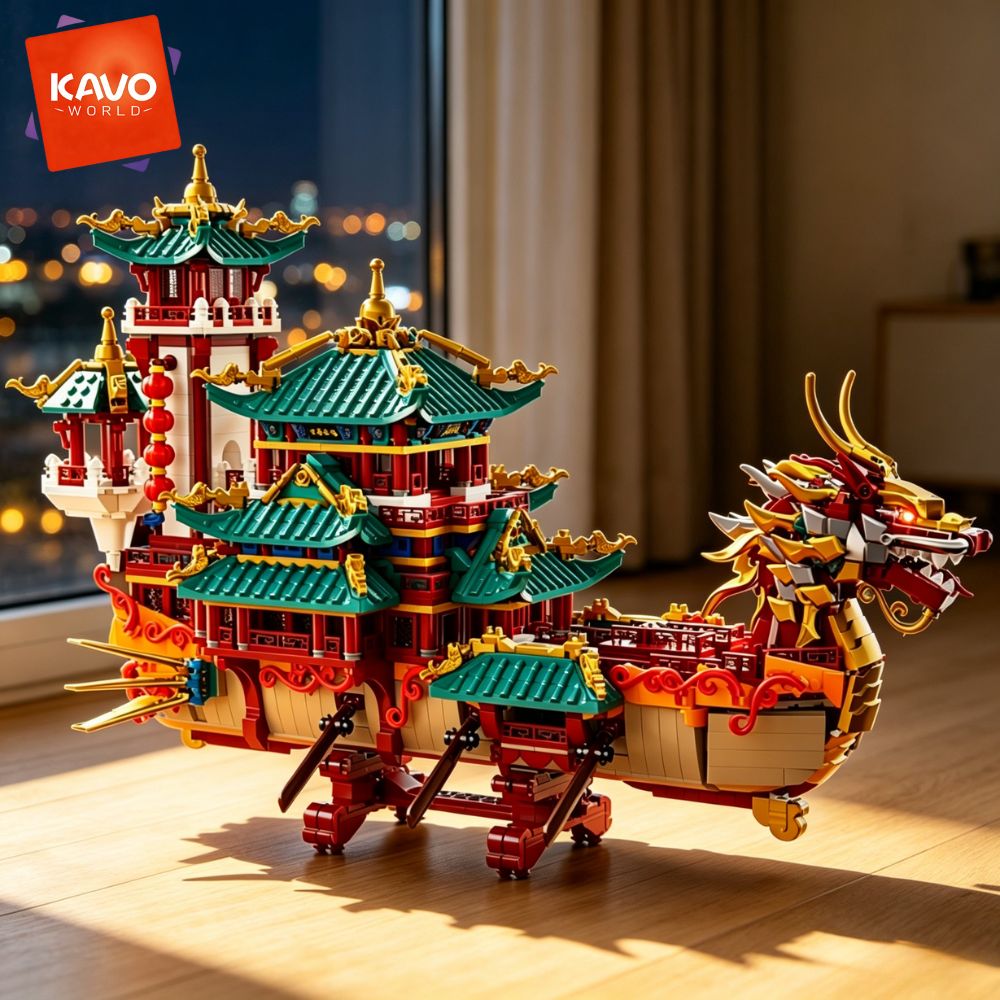 KAVOWORLD 2453ピース ドラゴンボート 組み立て - Interior Design Lego のレビューと価格