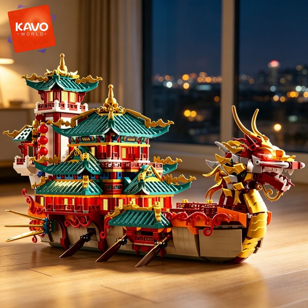 KAVOWORLD 2453ピース ドラゴンボート 組み立て - Interior Design Lego のレビューと価格