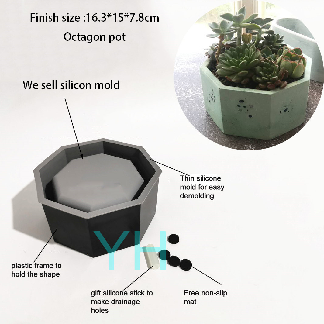 セメントフラワーポットシリコン金型、八角形プランター、庭の装 - Terrazzo Pot Cement のレビューと価格