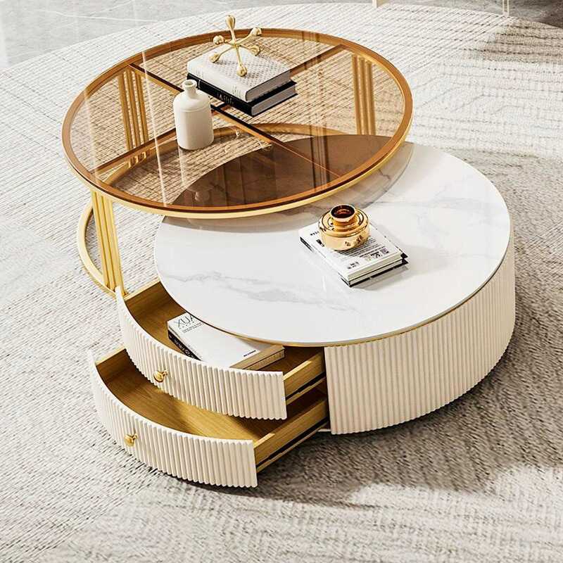 モダンラグジュアリー大理石木製コーヒーテーブルセット、インテ - Interior Design Luxury Living Room のレビューと価格