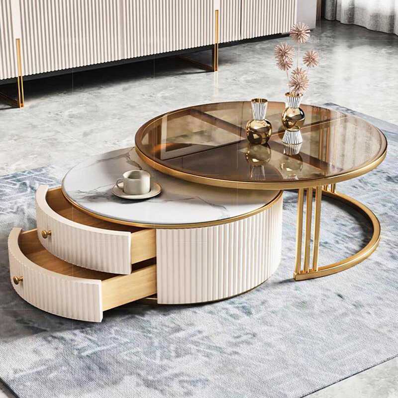 モダンラグジュアリー大理石木製コーヒーテーブルセット、インテ - Interior Design Luxury Living Room のレビューと価格