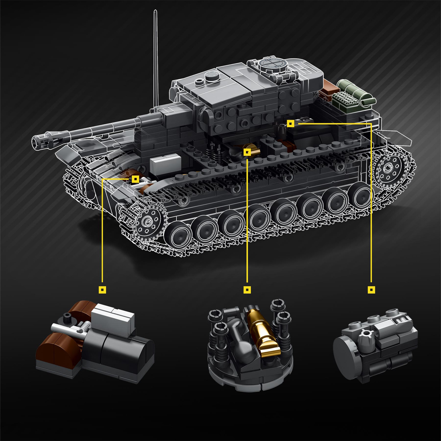 1:35スケール戦車No. 4 タイプG グレー迷彩、フルイ - Interior Design Lego のレビューと価格