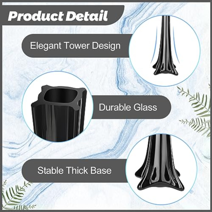 結婚式のセンターピース、ガラス製の黒い背の高い細いフルート型 - Fluted Vase Tall のレビューと価格