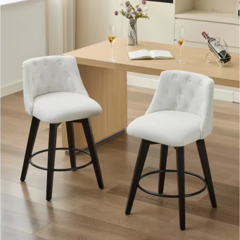 モダンスタイルの布張りバースツール、黒脚、現代的なインテリア - Interior Design Living Room And Kitchen のレビューと価格