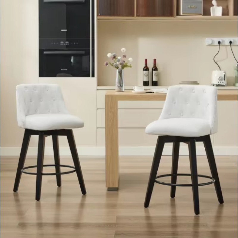 モダンスタイルの布張りバースツール、黒脚、現代的なインテリア - Interior Design Living Room And Kitchen のレビューと価格