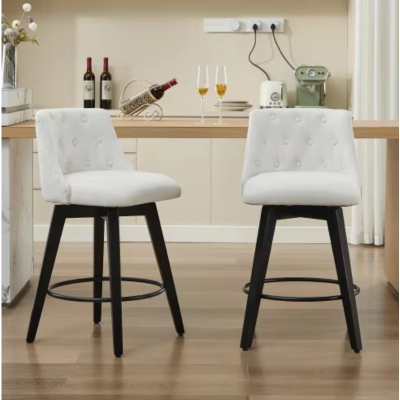 モダンスタイルの布張りバースツール、黒脚、現代的なインテリア - Interior Design Living Room And Kitchen のレビューと価格