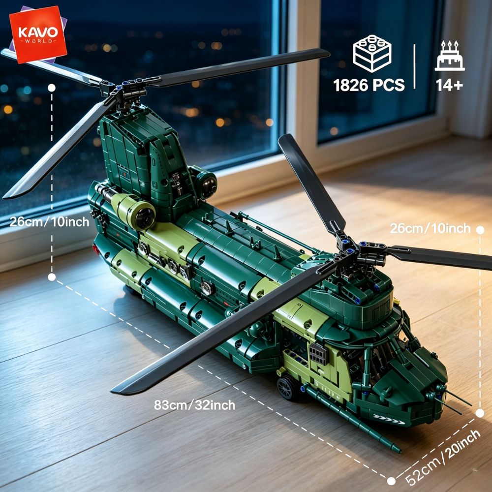 KAVOWORLD 1826ピース 32インチ 重量輸送ヘリ - Interior Design Lego のレビューと価格
